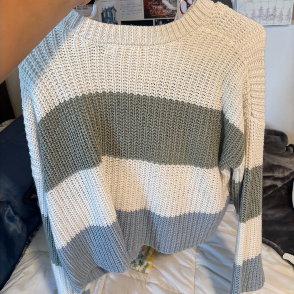 moon & madison Striped Sweater - Cream, blue & green